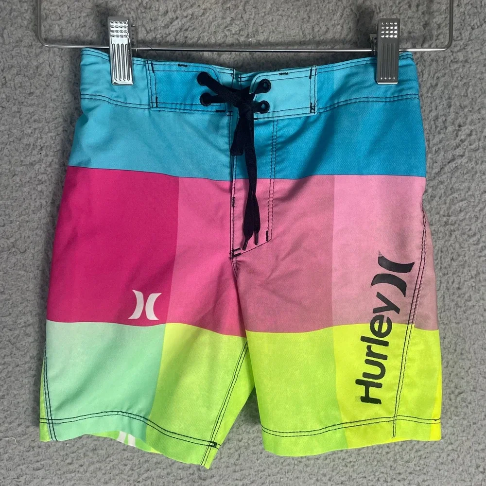 Hurley Phantom Boys Board Shorts Size 4 Multicolor Colorblock Swim Trunks